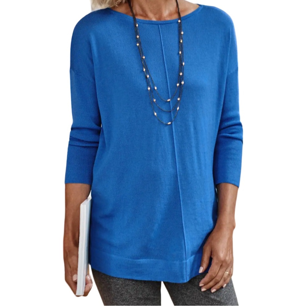 J.Jill Wearever Washable Merino Wool Long line Sweater Coastal Lightweight NWT